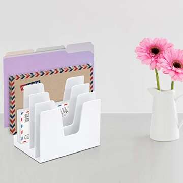 Acrimet 5 Section Incline File Sorter Organizer, Mail, Folder, Letter Desk Organizer, Rack for Office Organization Desktop (Plastic) (White Color)