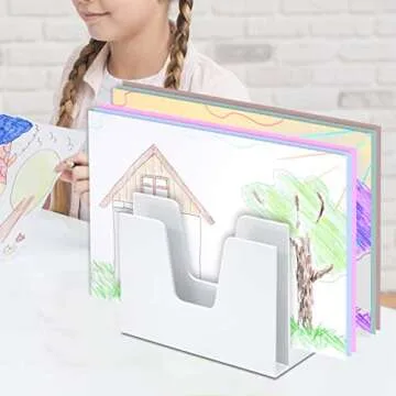 Acrimet 5 Section Incline File Sorter Organizer, Mail, Folder, Letter Desk Organizer, Rack for Office Organization Desktop (Plastic) (White Color)