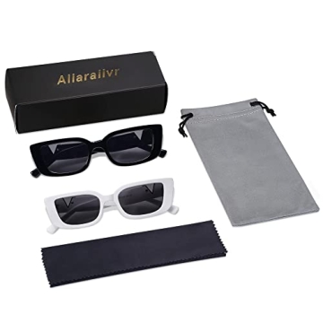 Allarallvr Cat Eye Rectangle Sunglasses for Women Stylish UV Protection