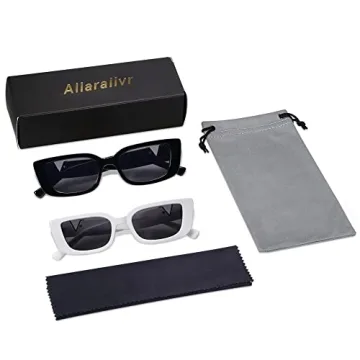 Allarallvr Cat Eye Rectangle Sunglasses for Women Stylish UV Protection