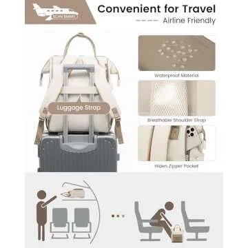 LOVEVOOK Laptop Backpack for Women, 17 Inch Work Teacher Nurse Bag, Large Capacity Business Computer Backpack Purse with USB Port, Stylish Casual Daypack for Travel,Beige&Khaki