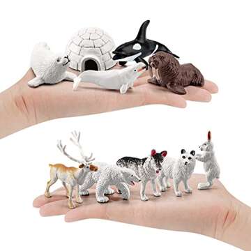 NatureMan Mini Arctic Animals Toys Set - 10PCS Polar Animal Figurines for Toddlers