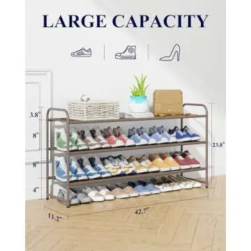 Kitsure Shoe Rack - Premium Non-Woven Shoe Rack Shelf, Shoe Organizer for Closet, Entryway, Garage & Corridor, Sturdy & Durable Long Stackable Shoe Shelves, Large, Brown