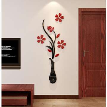 Hermione Baby 3D Vase Wall Murals for Living Room & Bedroom, DIY Wall Decal, Originality Stickers Gift, Red, 59 X 23 inches
