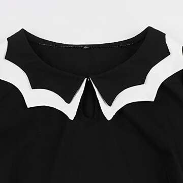 LMSXCT Women's Bat Spider Web Embroidery Halloween Vintage Dress A-Line Cocktail Dress Hepburn Style Dress with Cap Sleeves Black
