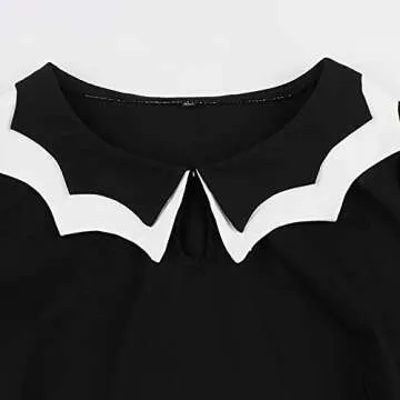 LMSXCT Women's Bat Spider Web Embroidery Halloween Vintage Dress A-Line Cocktail Dress Hepburn Style Dress with Cap Sleeves Black