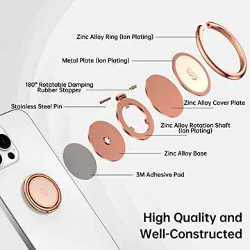 Syncwire Cell Phone Ring Holder Stand - Rose Gold, 360° Rotation Finger Grip