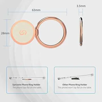 Syncwire Phone Ring Holder - 360° Rotation & Grip