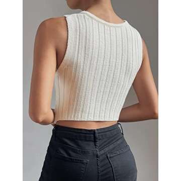 OYOANGLE Women's Solid Chain Criss Cross Deep V Neck Sleeveless Knitted Crop Tank Top Apricot Light S