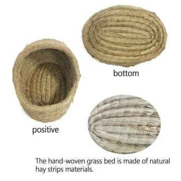 kathson Rabbit Grass House Bunny Woven Hay Bed Guinea Pig Hideout Hand Woven Natural Grass House for Hamster Bunny Guinea Pig and Small Animals with Hay Chew Balls Toys
