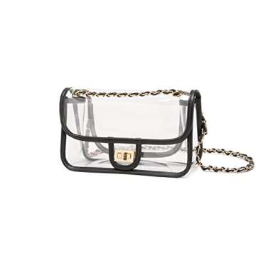 LAM GALLERY Women's PVC Clear Purse Handbag for Concerts & Sports with Chain Strap
