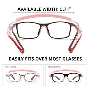 UKNOW Safety Goggles Over Glasses, Anti Fog Safety Glasses with Clear Wraparound Lens, ANSI Z87.1 Pr...