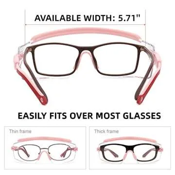 UKNOW Safety Goggles Over Glasses, Anti Fog Safety Glasses with Clear Wraparound Lens, ANSI Z87.1 Pr...