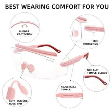 UKNOW Safety Goggles Over Glasses, Anti Fog Safety Glasses with Clear Wraparound Lens, ANSI Z87.1 Protective Eyewear