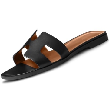 CEAUZY Women's Flat Sandals H-Band Slides for Effortless Summer Style