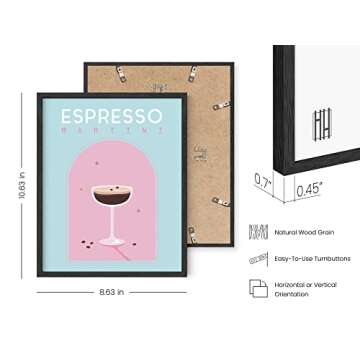 HAUS AND HUES Alcohol Framed Wall Art - Set of 6 Preppy Wall Decor, Framed Posters For Room Aesthetic, Funky Wall Art, Bar Art Wall Decor, Danish Pastel Room Decor Aesthetic (8x10, Black Framed)