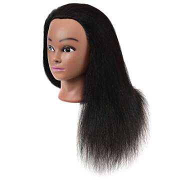 RYHAIR 22 Inch 100% Real Human Hair Mannequin Head Cosmetology Manikin Heads with Stand for Display Practice Braiding Styling Training Coloring Bleaching Dyeing Curling Cutting Updos