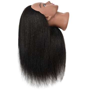 RYHAIR 22 Inch 100% Real Human Hair Mannequin Head Cosmetology Manikin Heads with Stand for Display Practice Braiding Styling Training Coloring Bleaching Dyeing Curling Cutting Updos