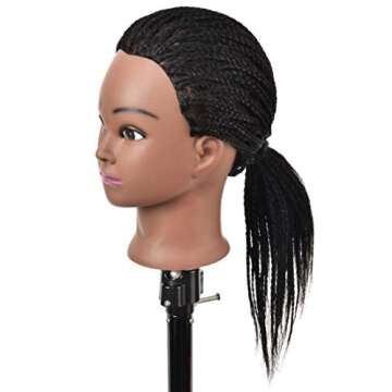 RYHAIR 22 Inch 100% Real Human Hair Mannequin Head Cosmetology Manikin Heads with Stand for Display Practice Braiding Styling Training Coloring Bleaching Dyeing Curling Cutting Updos