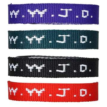 Rhode Island Novelty W.W.J.D. Webbing Bracelets, Twelve Per Order