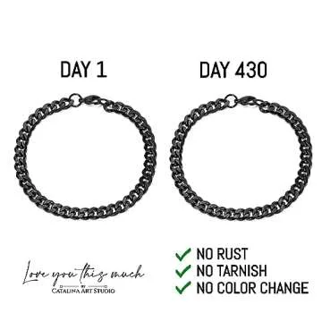 Love You This Much Promise Cuban Bracelet, Romantic Gift for Boyfriend, Appreciation Gift for Boyfriend, Cute Small Gift for Boyfriend, Thoughtful Boyfriend (Titan Black Finish)