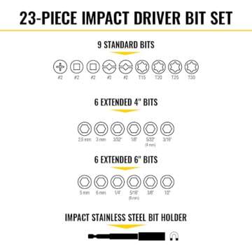 Klein Tools 33804 ProFlex Impact-Rated Interchangeable Ratcheting T-Handle Set, Torsion Zone, Magnetic Bit Holder, SAE, Metric, TORX, 23-Piece