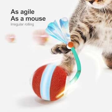 Jkanti Interactive Cat Toys for Indoor Cats,The 3rd Generation Agile Moving Cat Ball with Elastic Me...