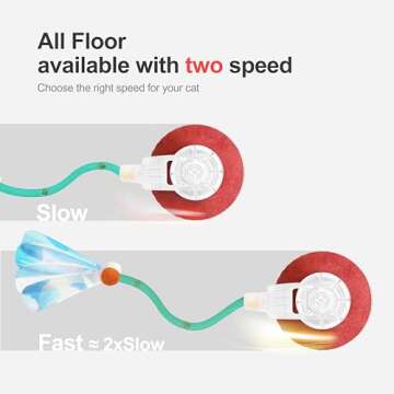 Jkanti Interactive Cat Toys for Indoor Cats,The 3rd Generation Agile Moving Cat Ball with Elastic Mesh Tail,Automatic Cat/Kitten Toys for Bored Indoor Adult Cats,Motion Activated (Green)