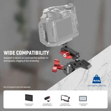 NEEWER Super Clamp with Dual Ballhead Magic Arm, Cold Shoe Mount, 1/4" 3/8" Threads Compatible with SmallRig Accessories, Light Clamp Camera Clamp Max Load 2.2kg Compatible with GoPro Insta360, UA023