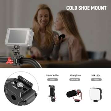 NEEWER Super Clamp with Dual Ballhead Magic Arm, Cold Shoe Mount, 1/4" 3/8" Threads Compatible with SmallRig Accessories, Light Clamp Camera Clamp Max Load 2.2kg Compatible with GoPro Insta360, UA023