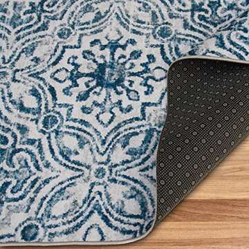 ReaLife Machine Washable Rug - Stain Resistant, Non-Shed - Eco-Friendly, Non-Slip, Family & Pet Friendly - Made from Premium Recycled Fibers - Mosaic Tile - Blue, 4' x 6'