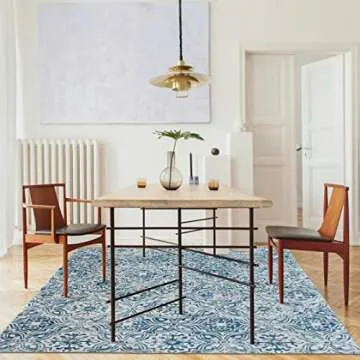 ReaLife Machine Washable Rug - Stain Resistant, Non-Shed - Eco-Friendly, Non-Slip, Family & Pet Friendly - Made from Premium Recycled Fibers - Mosaic Tile - Blue, 4' x 6'