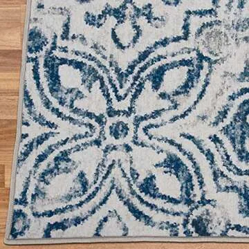 ReaLife Machine Washable Rug - Stain Resistant, Non-Shed - Eco-Friendly, Non-Slip, Family & Pet Friendly - Made from Premium Recycled Fibers - Mosaic Tile - Blue, 4' x 6'