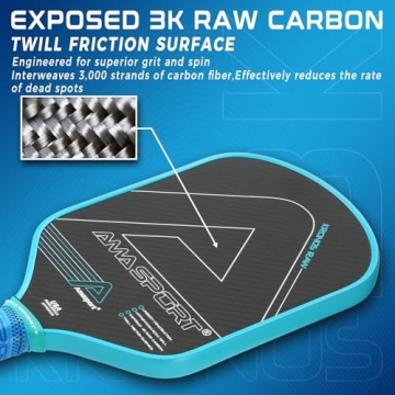 AMA Sport Kronos Raw Carbon Paddle - Top Performance Pickleball