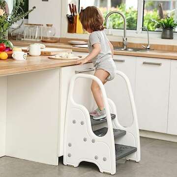 Toddler Step Stool for Bathroom Sink,Adjustable 3 Step Stool for Kids,Kitchen Standing Tower,Childre...