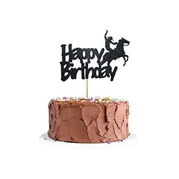 Cowboy Glittery Happy Birthday Cake Topper for Kids