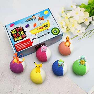 Cuddle Monkeyz Little Dreamers Spa Kit with Bath Bomb for Kids with A Surprise Toy and Fox Eye Mask (Little Dreamers Bath Bombs)