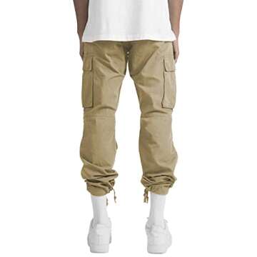 LYRXXX Men's Casual Cargo Pants Hiking Pants Workout Joggers Sweatpants for Men,Light Khaki,M