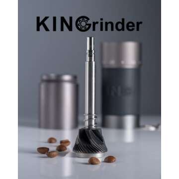 KINGrinder K 4 Iron Grey Manual Hand Coffee Grinder with bent handle for French Press, Drip Coffee, Espresso with Assembly Consistency Coated Conical Burr Mill, 35g Capacity