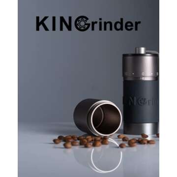 KINGrinder K 4 Iron Grey Manual Hand Coffee Grinder with bent handle for French Press, Drip Coffee, Espresso with Assembly Consistency Coated Conical Burr Mill, 35g Capacity