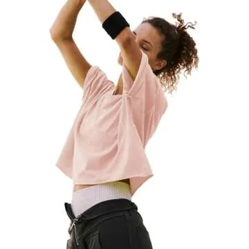 Travel Active Trendy Tops for Women 2023 Cotton Short Sleeve Workout Womens Tthirts Yoga Running Ath...