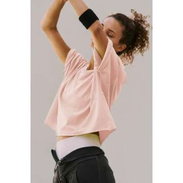 Travel Active Trendy Tops for Women 2023 Cotton Short Sleeve Workout Womens Tthirts Yoga Running Athletic Gym Hiking Shirt Casual Cropped T-Shirt Loose Summer Womens Basic Crop Tops Light Pink M