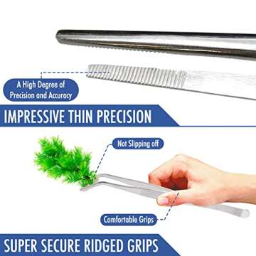 FYBREX Precision 8" Stainless Steel Tweezers for All Uses
