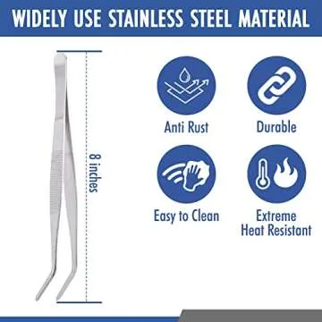 FYBREX Precision 8" Stainless Steel Tweezers for All Uses