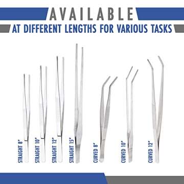 FYBREX Precision 8" Stainless Steel Tweezers for All Uses