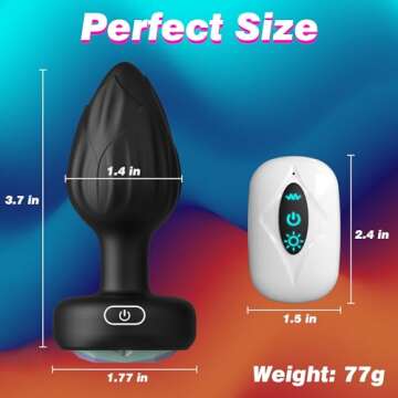 Anal Plug Adult Sex Toys - 10 Modes Vibrating Butt Plug with Crystal Diamond Colours Light Up Base Remote Control Vibrators, Prostate Massager for Men Women, Couples