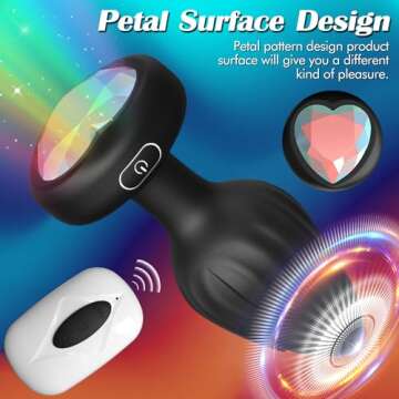 Anal Plug Adult Sex Toys - 10 Modes Vibrating Butt Plug with Crystal Diamond Colours Light Up Base Remote Control Vibrators, Prostate Massager for Men Women, Couples