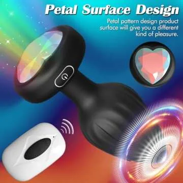 Anal Plug Adult Sex Toys - 10 Modes Vibrating Butt Plug with Crystal Diamond Colours Light Up Base Remote Control Vibrators, Prostate Massager for Men Women, Couples