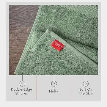 TEXTILOM 100% Turkish Cotton 6 Pcs Luxury Bath Towels , Soft & Absorbent Bathroom Towels Set (2 Bath Towels, 2 Hand Towels, 2 Washcloths)- Green