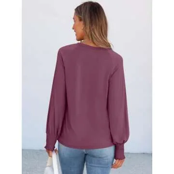 Comfortable ANRABESS Women's Long Sleeve Pleated Blouse
